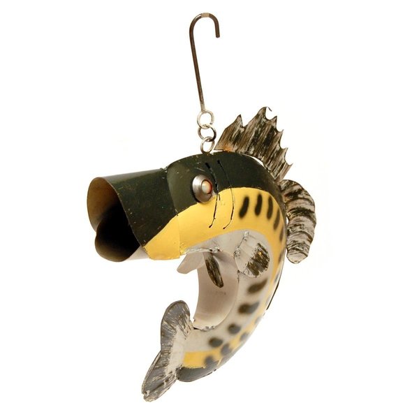 Rustic Arrow Metal Yellow Bass Birdhouse for Decor 100049